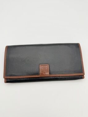 Vintage Celine Leather Long Wallet / Clutch – Black & Brown Trim – Made in Italy